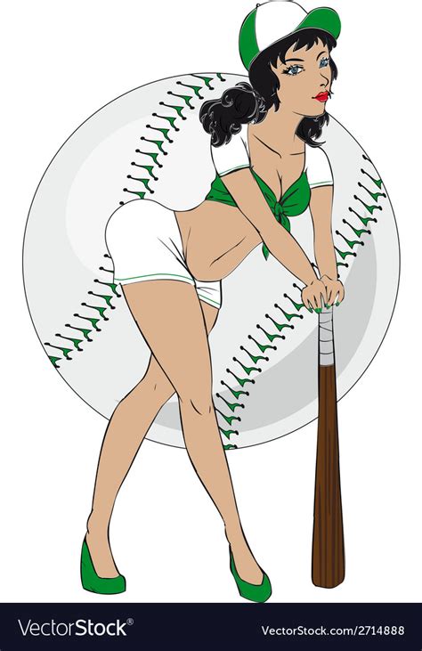 Baseball Pinup Girl Royalty Free Vector Image Vectorstock