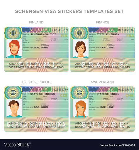 Schengen Visa Passport Sticker Templates Vector Image My XXX Hot Girl