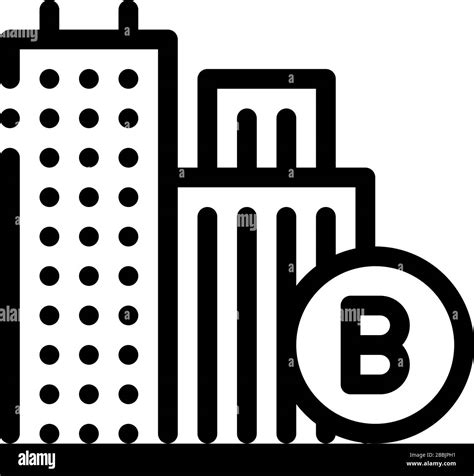 Built Residential Buildings Icon Vector Outline Illustration Stock