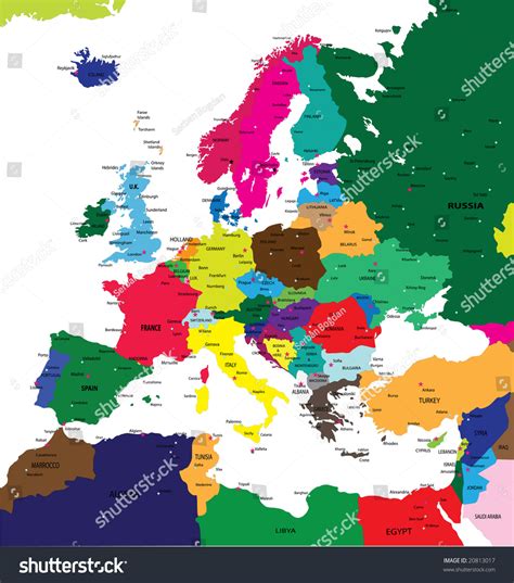 Political Map Europe Major Cities Stock Illustration 20813017