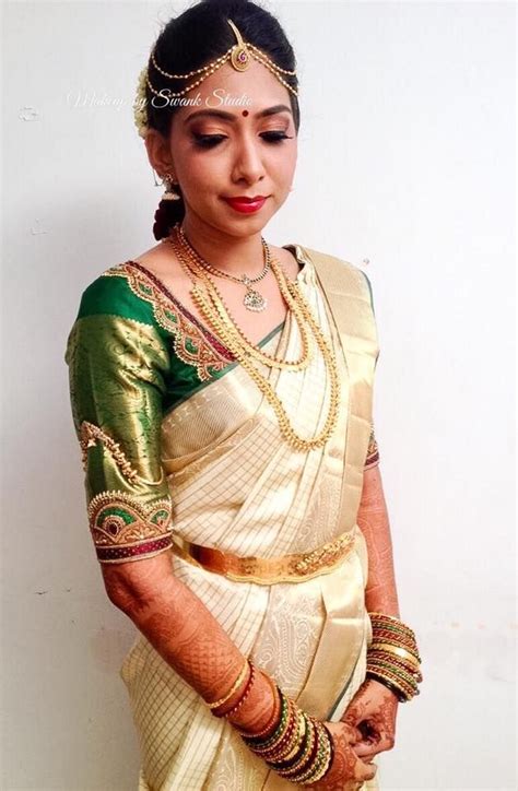 Traditional Southern Indian Bride Ramya Wears Bridal Silk Saree And