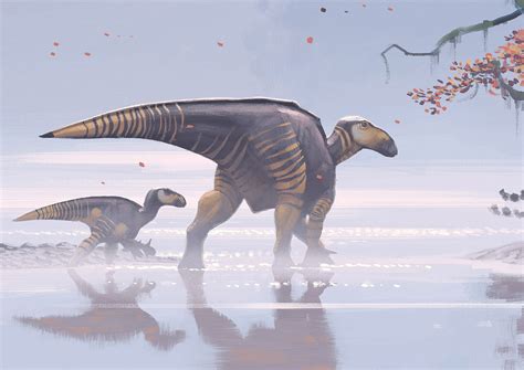 Iguanodon Paleo Art Dinosaur Illustration Prehistoric Animals