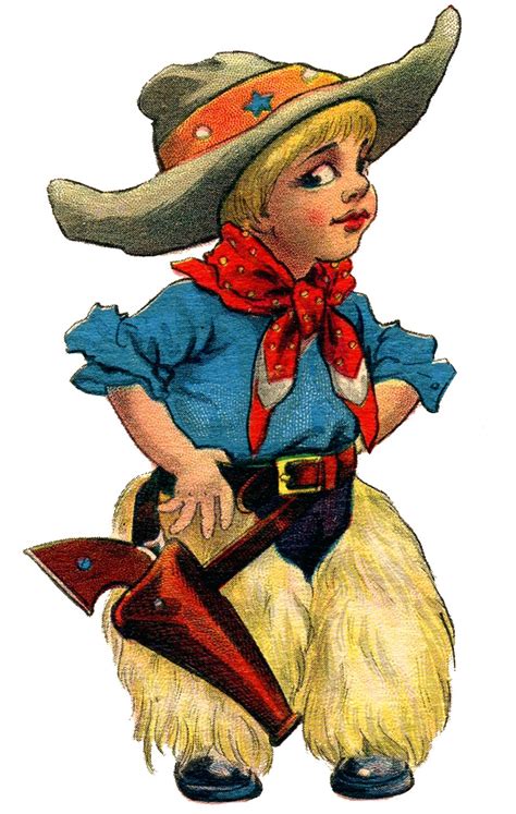 Vintage Clip Art Cute Little Cowboy 2 The Graphics Fairy
