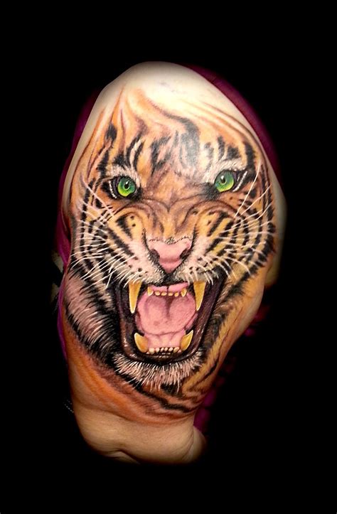 Realistic Tiger Tattoo In Color Done By Brian Martinez Tiger Tattoo