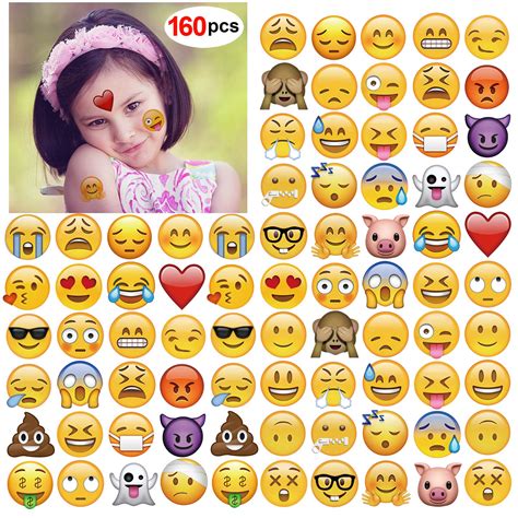 Buy Emoji Temporary Tattoo160pcs 2inchkonsait Funny Emoji Tattoos