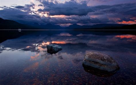 Landscape Glacier National Park Lake Montana Sunrise Mountain