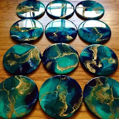 Made To Order Hand Painted Wood Coaster Set Functional Art Abstract Art Resin Art