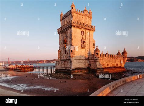 Belem Tower At Sunset Lisbon Portugal Stock Photo Alamy