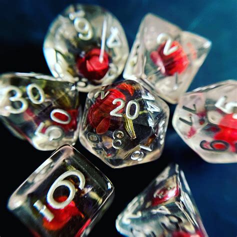Withered Rose 7 Rpg Dice Set Polyhedral 5e Dnd Dungeons Dragons
