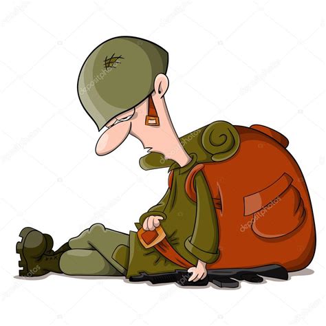 Soldado De Dibujos Animados Cansado Vector Gr Fico Vectorial