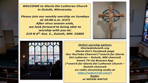 Gloria Dei Sunday Worship Join Us At Gloria Dei Lutheran Church