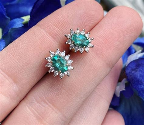 Small Emerald Stud Earrings In 14k Solid Gold With Genuine Etsy