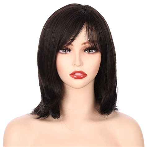 Onedor Womens 14 Inch Straight Short Bob Wig Synthetic Full Hair Wigs