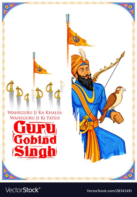 Happy Guru Gobind Singh Jayanti Festival For Sikh Vector Image