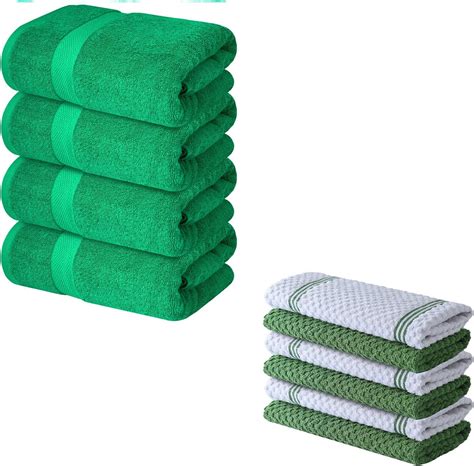 Infinitee Xclusives Pack Of 4 Green Bath Towels Pack Of 6