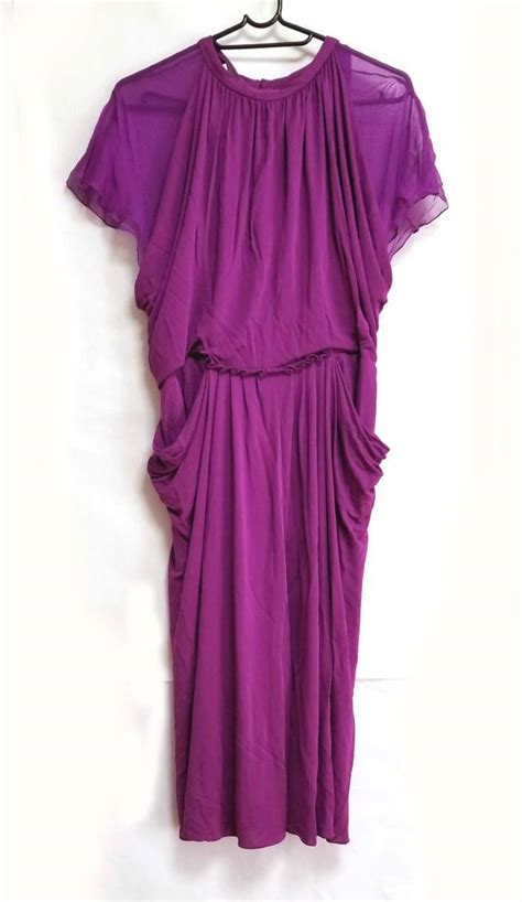 2022年のクリスマスの特別な衣装 半袖 42 ワンピース ドレス フェレッティ アルベルタ タグ付き 未使用 レディース レーヨン パープル 紫 Ferretti Alberta ワンピース