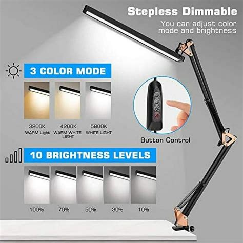 Axuf Led Desk Lamp Metal Swing Arm Desk Lamp With Clamp Eye Caring