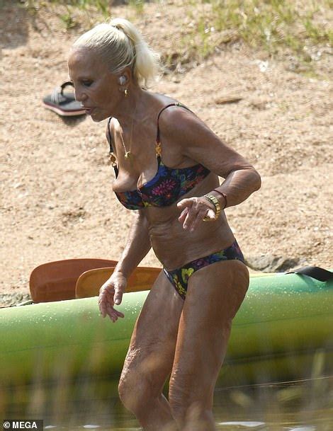 Donatella Versace 65 Shows Off Her Slender Figure In An Array Of