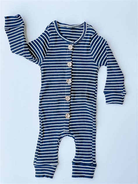 Navy Baby Outfit Blue Baby Onesie Striped Baby Clothing Etsy