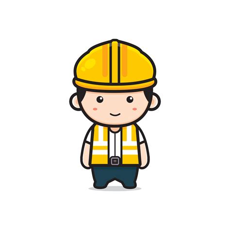 Cute Engineer Character Cartoon Icon Illustration 3257000 Vector Art At