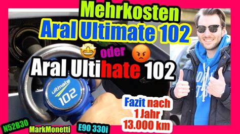 💰mehrkosten⛽️ Aral Ultimate 102 Vs Super Plus 😍oder😡 Fazit Nach 13000