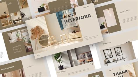 Interior Design Portfolio Ppt Templates Free Download Green Small Fresh Magazine Style Ppt Template