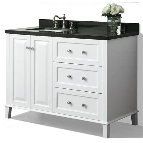 Ancerre Designs Hannah White Single Sink Vanity With Black Natural