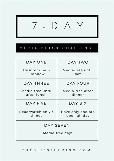 7 Day Media Detox Challenge With Images Detox Challenge Challenges