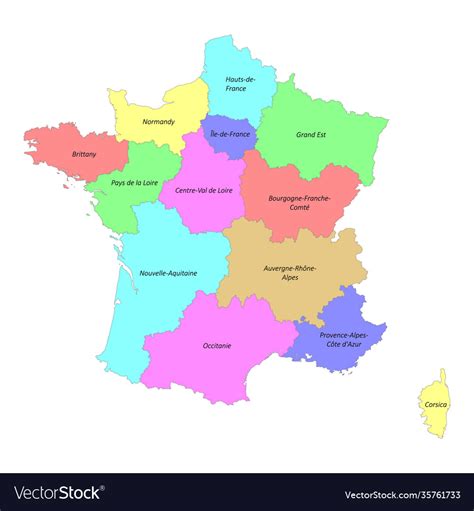 High Quality Colorful Labeled Map France Vector Image
