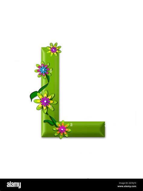 La Letra L En El Alfabeto Wonderland Es 3d Y De Color Verde Carta