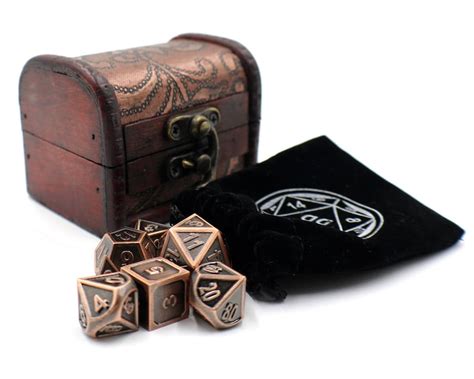 Metal Gaming Dice With Bronze Storage Chest Box For Dungeons Etsy