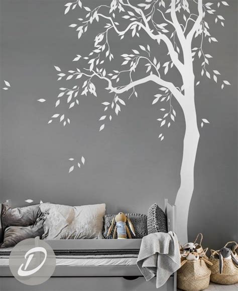 White Tree Decal Large Nursery Tree Vinyl Wall Art Wall Mural Sticker