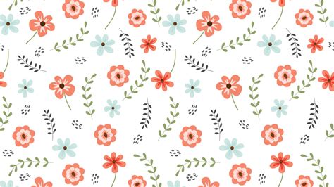 Seamless Pattern Background With Colourful Flowers Cute Botanical