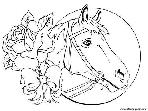 beautiful horse  rose  teens coloring pages printable