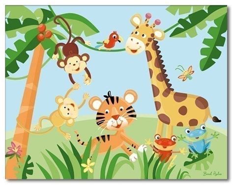 11x14 Art Print For Kids Rainforest Jungle Animals