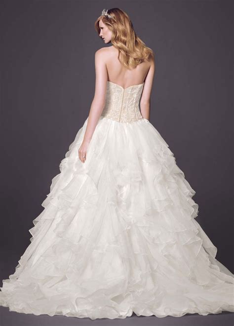 Strapless Ball Gown With Organza Ruffle Skirt David S Bridal