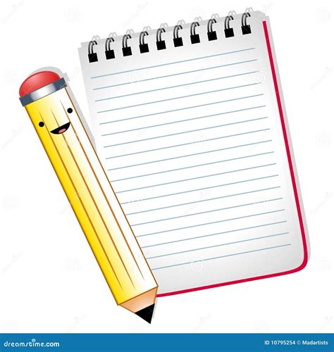 Happy Cartoon Pencil Notepad Stock Illustration Illustration Of Memo