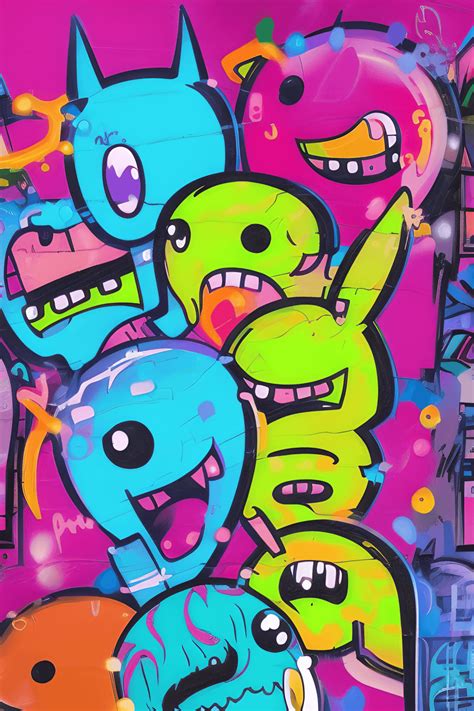 Cute Monsters Graffiti Doodle Art Creative Fabrica
