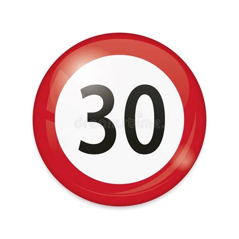 Vector Illustration Of 30 Kmh Speed Limit Traffic Signs Isolated On