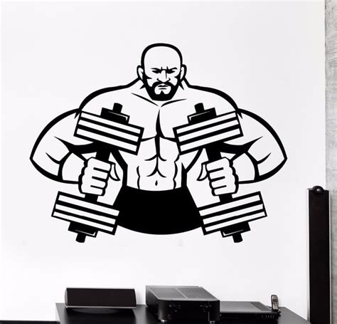 Buy Fitness Gym Wall Decal Sport Muscle Man Dumbbell