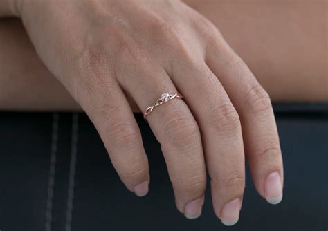 Dainty Diamond Engagement Ring Solid K K Gold Small Etsy
