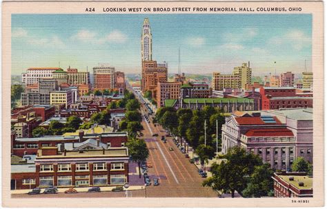 Looking West On Broad Street From Memorial Hall Columbus Ohio 1930s