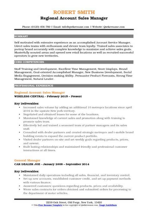 Sales account manager resume objective : Account Sales Manager Resume Samples | QwikResume