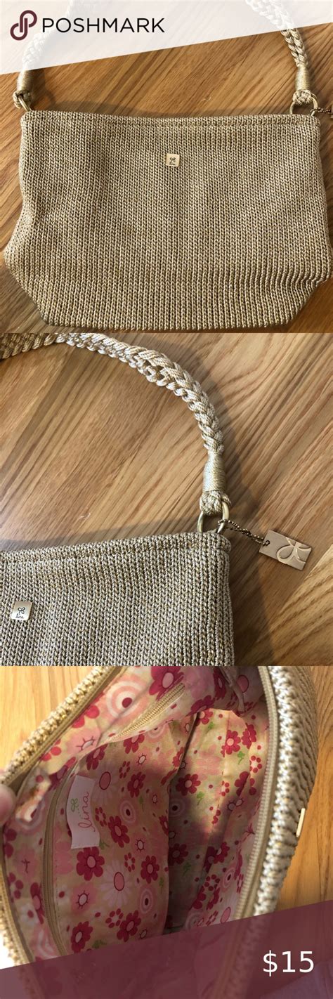 Lina Crochet Handbag Lina Tan And Metallic Gold Crochet Hand Bag