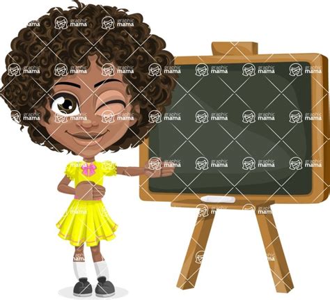 Cute Curly African American Girl Cartoon Vector Character Aka Alana