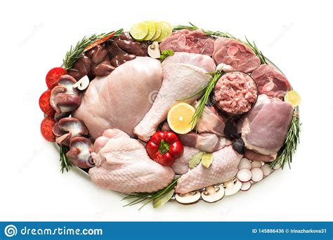 Different Types Of Turkey Meat And Chicken Steaks Stock Photo Image
