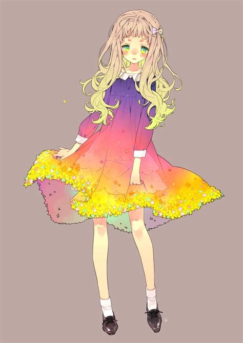 Anime Manga Colourful Dress Kawaii Cute Girl Manga