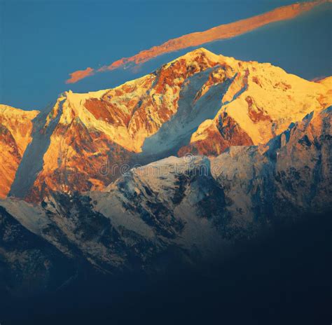 Image Of Rocky Range Of Himalayas Mountains With Snowy Peaks Stock