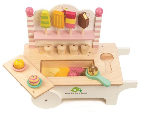 Beautiful All Wooden Ice Cream Cart 15 Piece Set Wooden Toys Ice