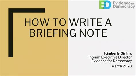 We did not find results for: Webinar: How to write a briefing note - YouTube